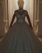 Beautiful Princess A-line Jewels Lace Wedding Dresses With Long Sleeves