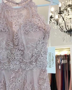 Magnifiques robes de bal courtes sirène en dentelle lilas