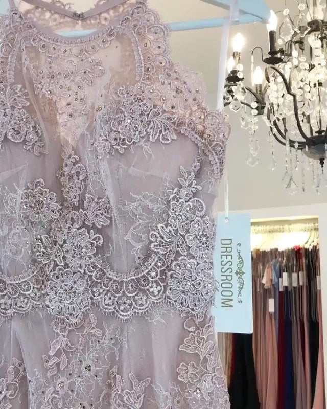 Magnifiques robes de bal courtes sirène en dentelle lilas