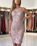 Magnifiques robes de bal courtes sirène en dentelle lilas