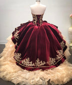 Robe de bal longue en organza décolleté cœur pour quinceañera