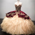 Robe de bal longue en organza décolleté cœur pour quinceañera