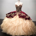 Robe de bal longue en organza décolleté cœur pour quinceañera
