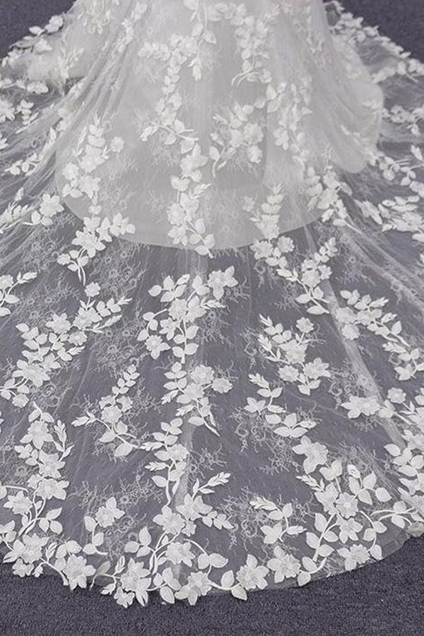 Best Long Mermaid Spaghetti Strap Appliques Lace Wedding Dress