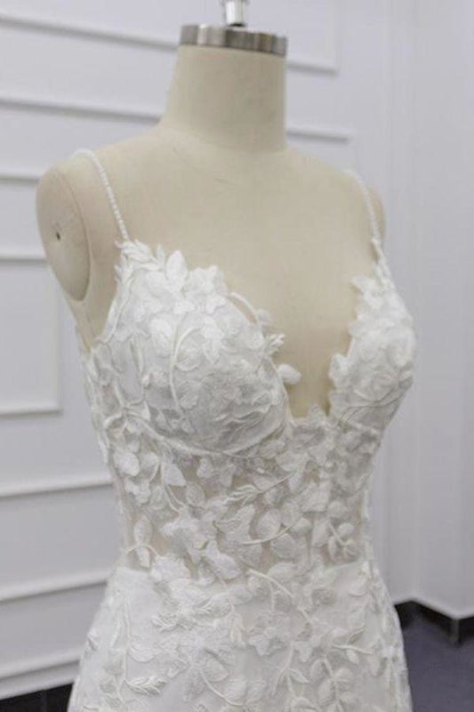 Best Spaghetti Strap Appliques Mermaid Elegant Wedding Dresses