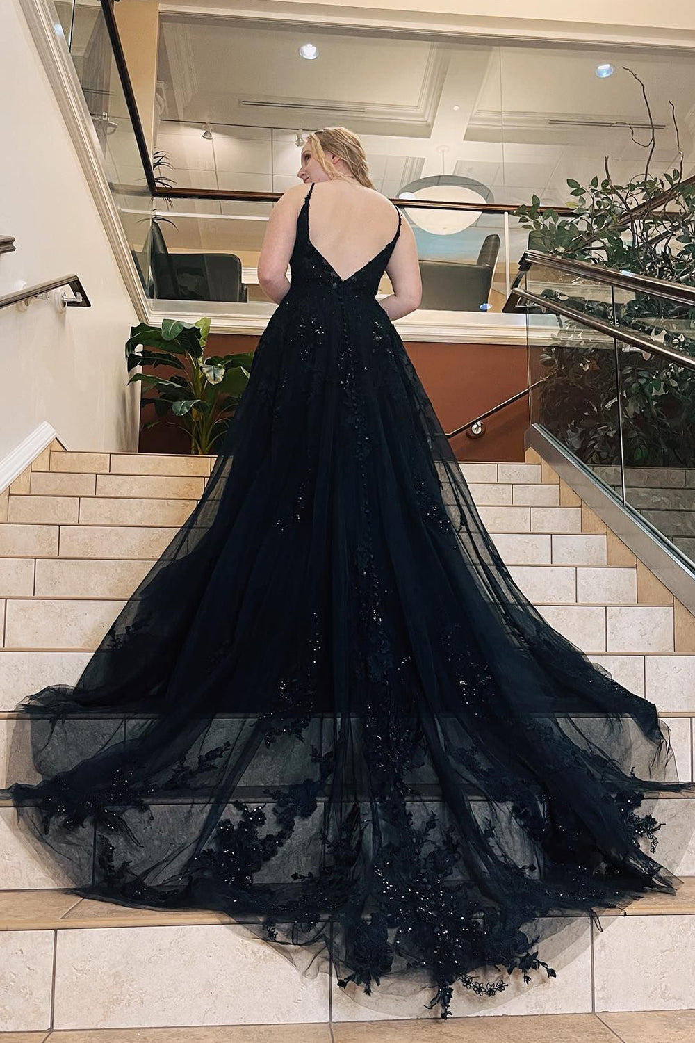 Spaghetti Straps A-Line Prom Dress With Appliques
