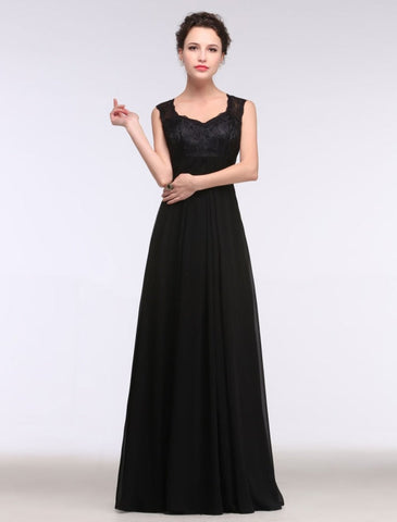 Robe de soirée noire en dentelle, robe maxi de fête à décolleté cœur, robe trapèze sans manches, robe de mère