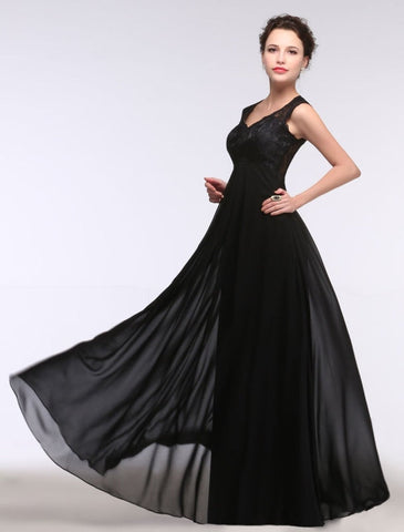 Robe de soirée noire en dentelle, robe maxi de fête à décolleté cœur, robe trapèze sans manches, robe de mère