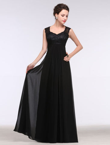 Robe de soirée noire en dentelle, robe maxi de fête à décolleté cœur, robe trapèze sans manches, robe de mère