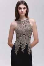 Black Lace Appliques Mermaid Prom Dresses