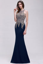 Black Lace Appliques Mermaid Prom Dresses