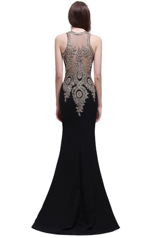 Black Lace Appliques Mermaid Prom Dresses