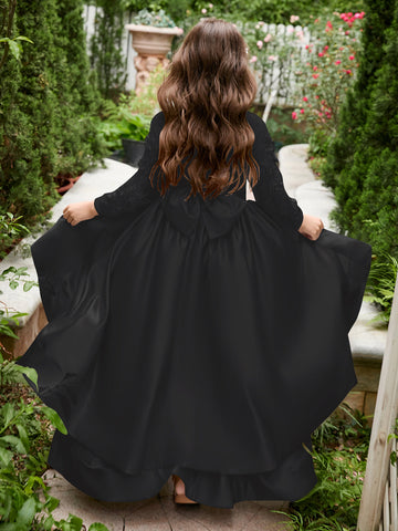 Vestido asimétrico de satén de corte A para niña de las flores 