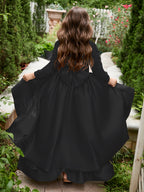 Vestido asimétrico de satén de corte A para niña de las flores 