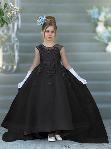Vestido de baile de princesa Serenity con apliques de encaje y adornos de mariposas 