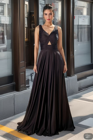 Robe de demoiselle d'honneur noire avec corset et haut VMB78