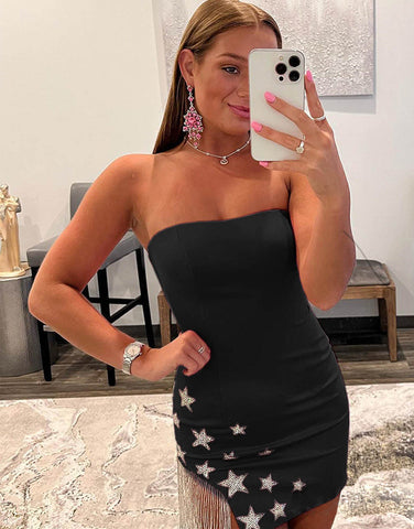 Sheath Strapless Satin Homecoming Dress