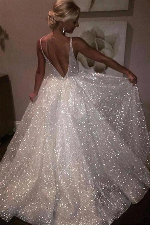 Robes de bal sans manches à dos nu et strass, coupe trapèze, robes de soirée brillantes