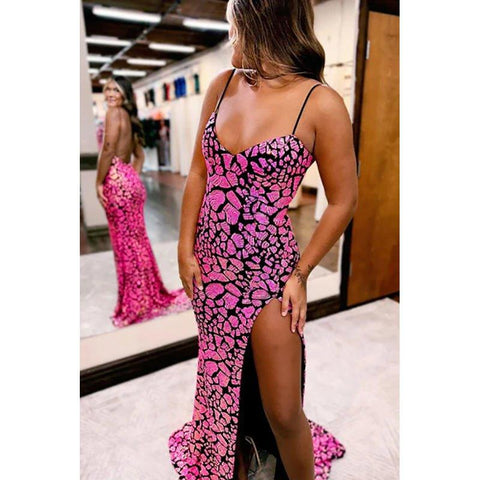 Vestidos de fiesta de sirena con lentejuelas y tirantes finos azules