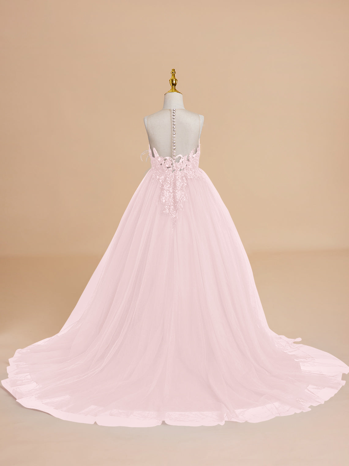 Vestido de princesa/vestido de princesa con cola de tul para niña de las flores 