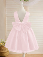 Vestido de princesa/vestido de princesa de satén y tul hasta la rodilla para niña de las flores 