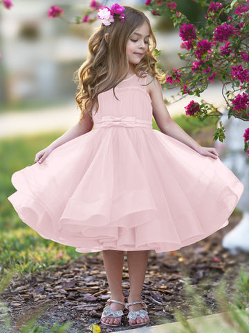 Vestido de princesa/vestido de tul hasta la rodilla para niña de las flores 