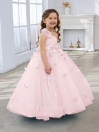 Vestido de princesa/vestido de tul hasta el suelo para niña de las flores 