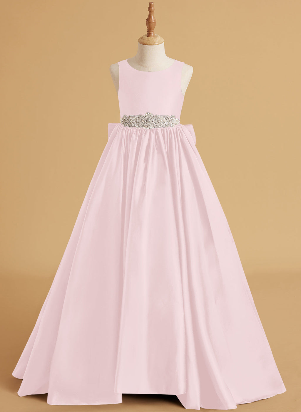Vestido de princesa de satén con cola para niña de las flores 