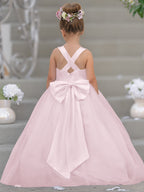 Robe de demoiselle d'honneur intemporelle en satin et tulle, coupe trapèze, sans manches 