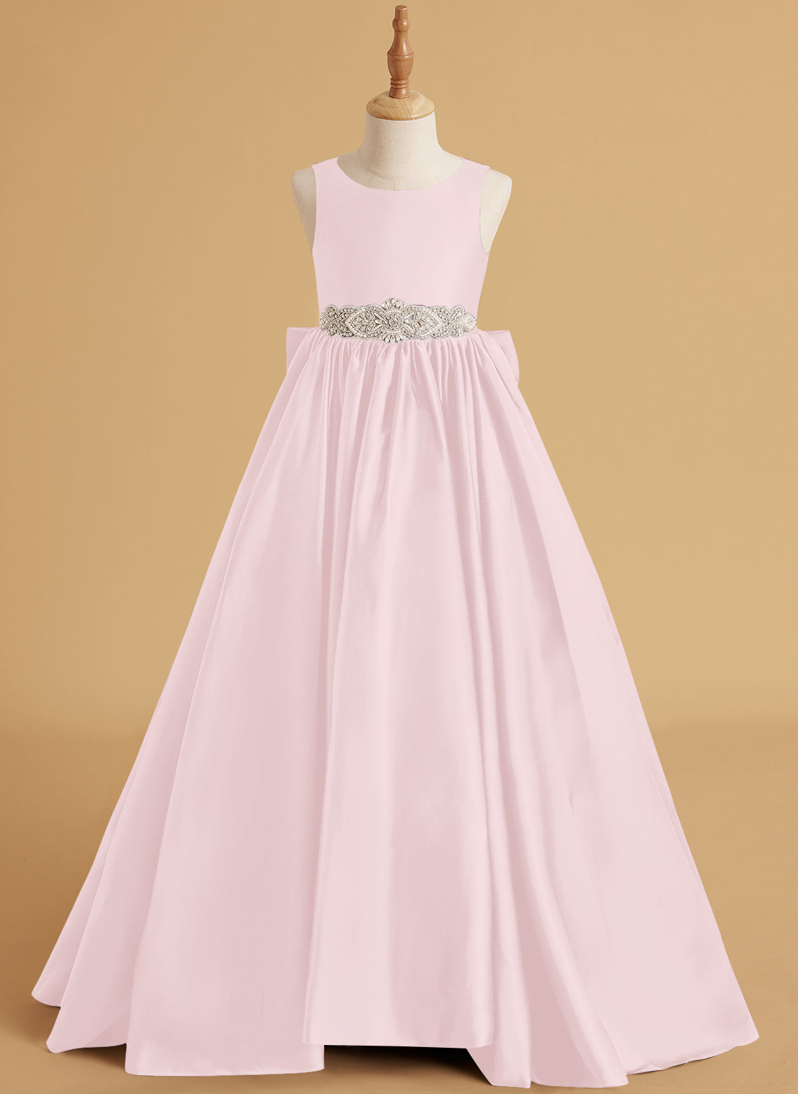 Vestido de princesa de satén con cola para niña de las flores 