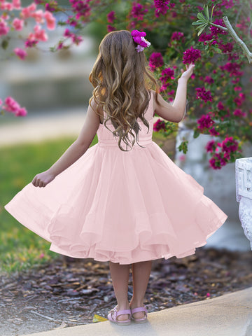 Vestido de princesa/vestido de tul hasta la rodilla para niña de las flores 