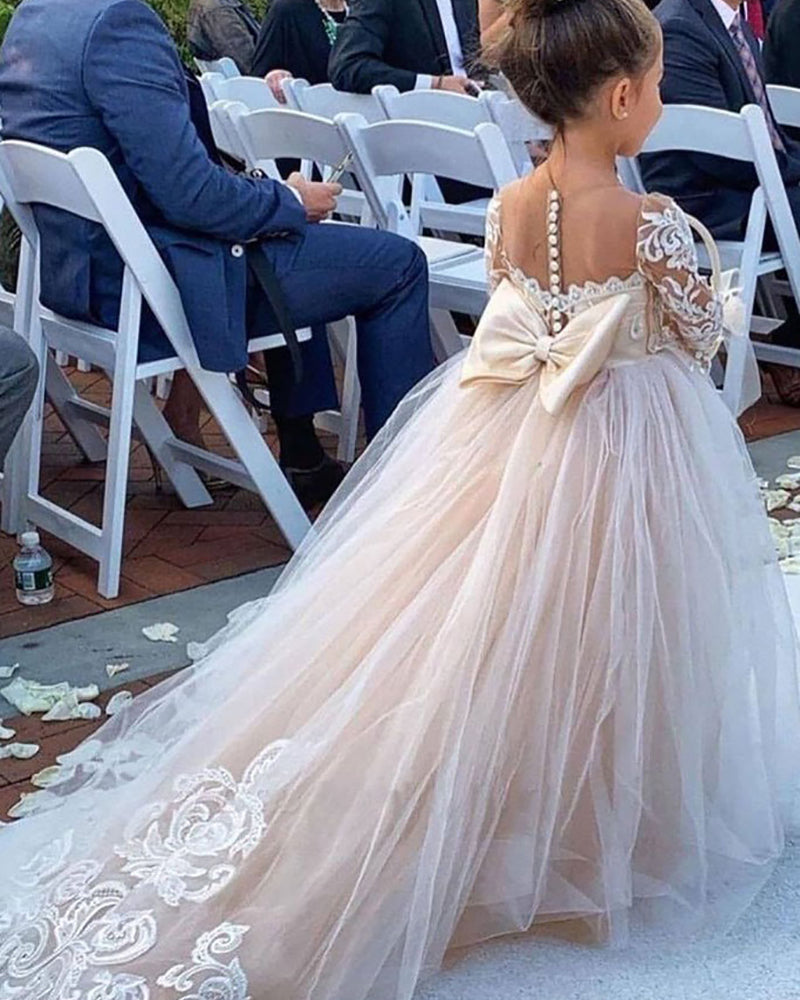 Robes de demoiselle d'honneur bohèmes à manches longues en dentelle et tulle