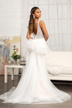 Robe de mariée sirène longue sans manches en tulle