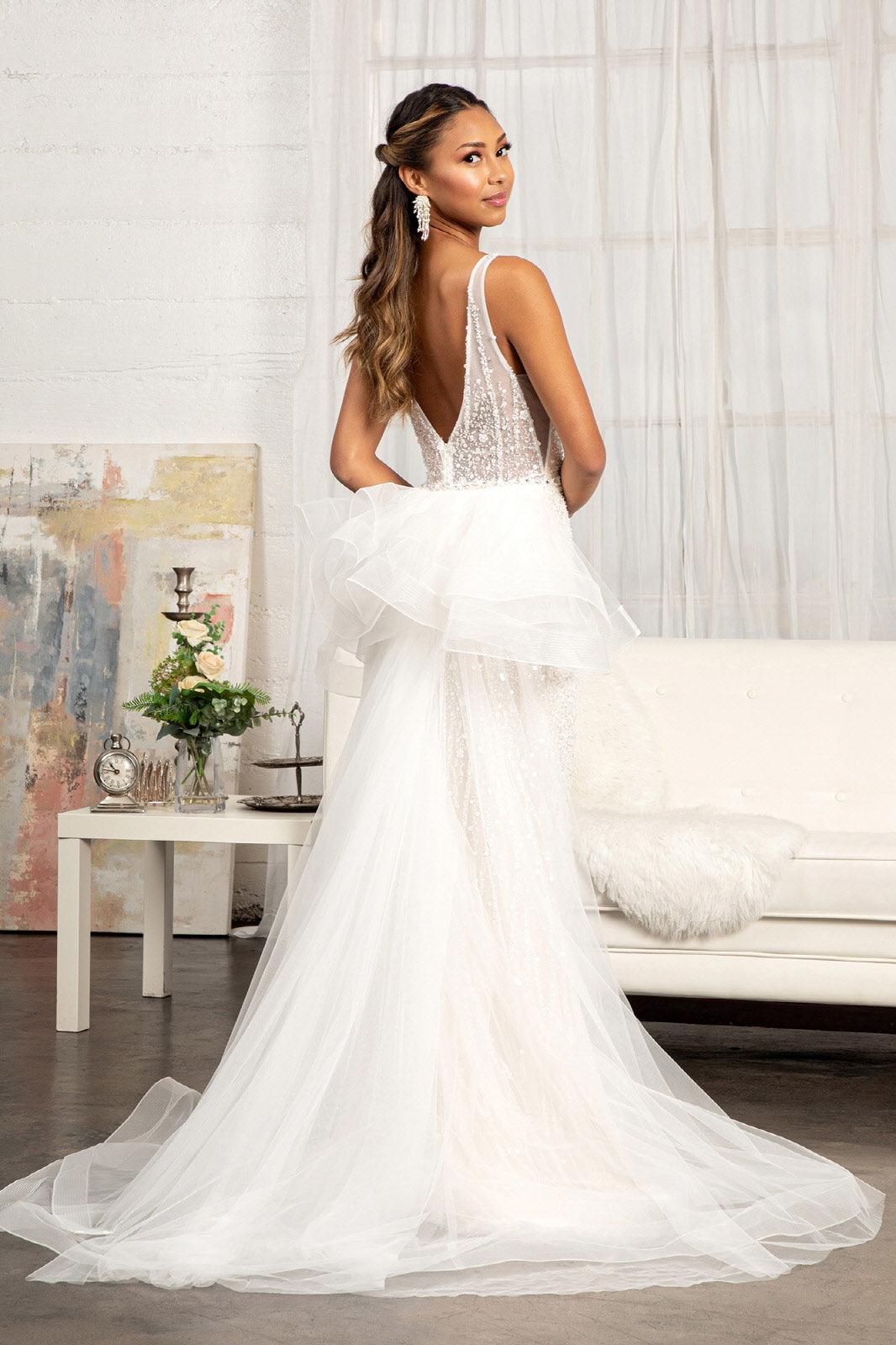 Robe de mariée sirène longue sans manches en tulle