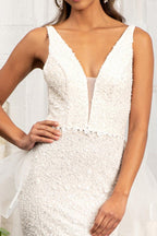 Robe de mariée sirène longue sans manches en tulle