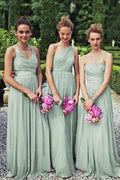 Vestido largo de dama de honor de gasa asimétrico, vestido para fiesta de bodas 