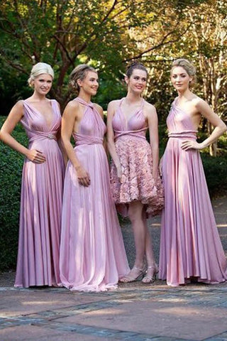 Convertible Floor-Length Long Bridesmaid Dresses