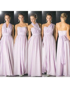 Vestidos largos de dama de honor asimétricos de gasa lila, vestido de dama de honor convertible 