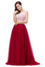 Vestidos de dama de honor burdeos de corte A, encaje y gasa