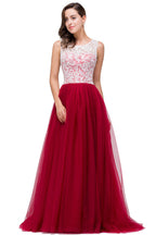 Vestidos de dama de honor burdeos de corte A, encaje y gasa