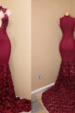 Burgundy Evening Gowns mermaid prom dress, long evening gowns