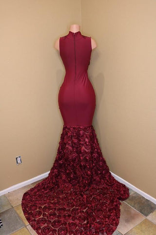 Burgundy Evening Gowns mermaid prom dress, long evening gowns