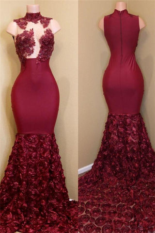 Burgundy Evening Gowns mermaid prom dress, long evening gowns