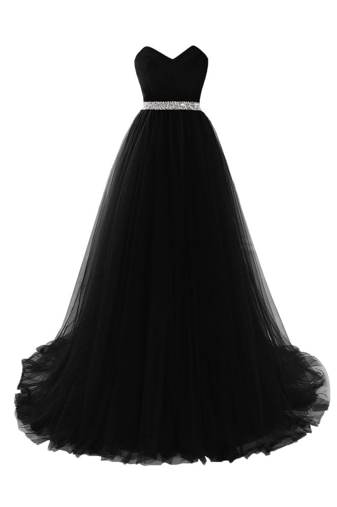 Robe de bal bordeaux en tulle, coupe trapèze, décolleté cœur