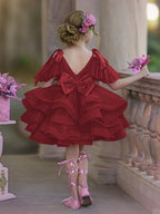 Vestido de princesa/vestido de tul hasta la rodilla para niña de las flores de cumpleaños 