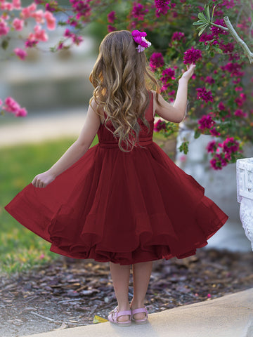 Vestido de princesa/vestido de tul hasta la rodilla para niña de las flores 