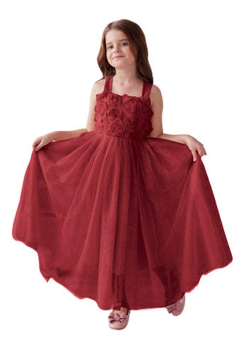 Vestido de bebé niña con lazo de tul y aplique floral en 3D de la colección Jardín Encantado 