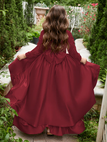 Vestido asimétrico de satén de corte A para niña de las flores 