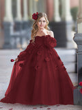 Vestidos de princesa con flores en 3D para niña 