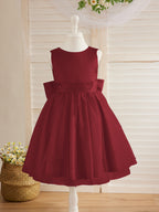 Vestido de princesa/vestido de princesa de satén y tul hasta la rodilla para niña de las flores 